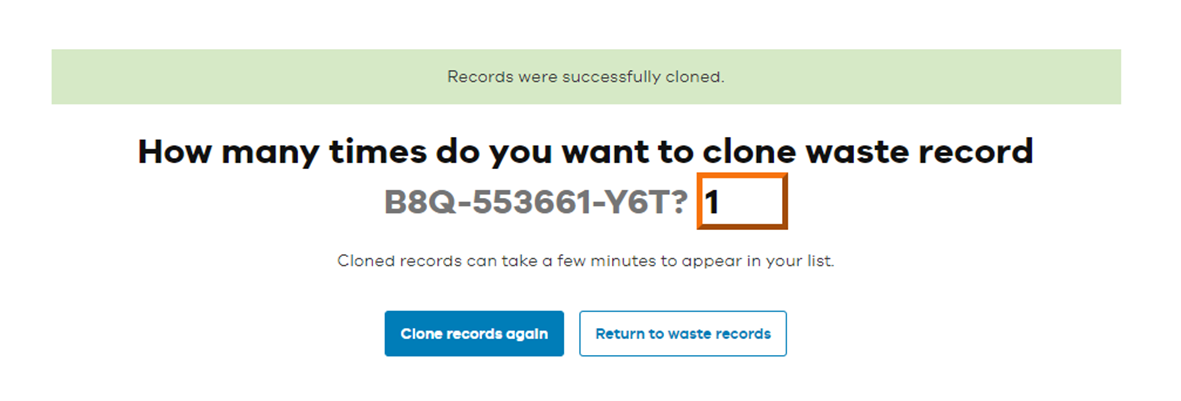 confirmation message