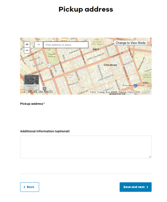 Pickup address