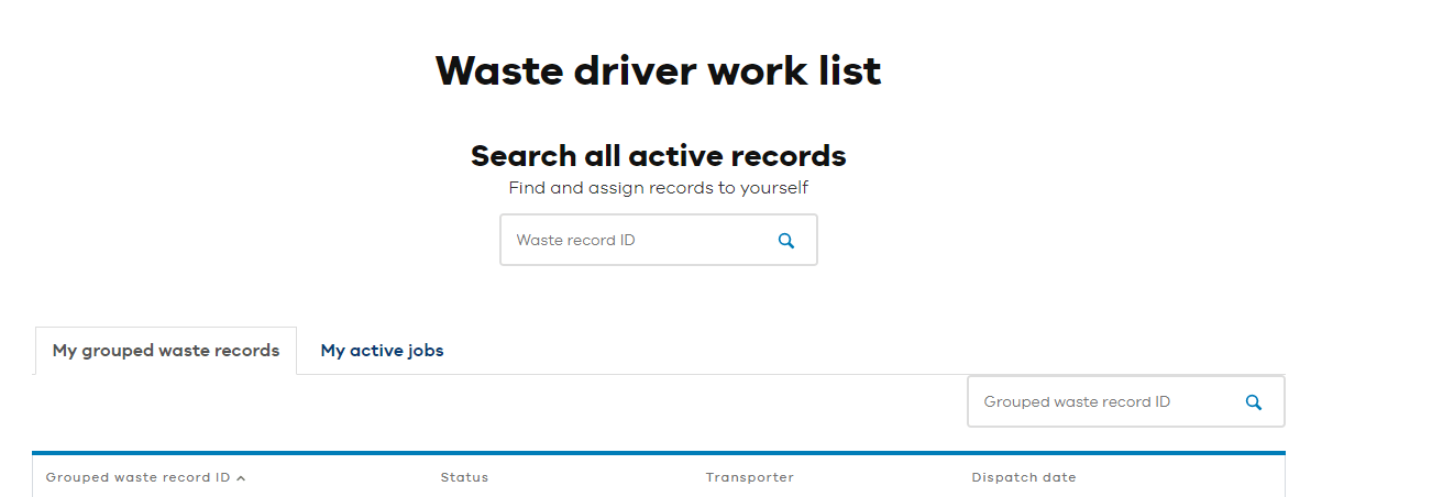 Waste driver work list
