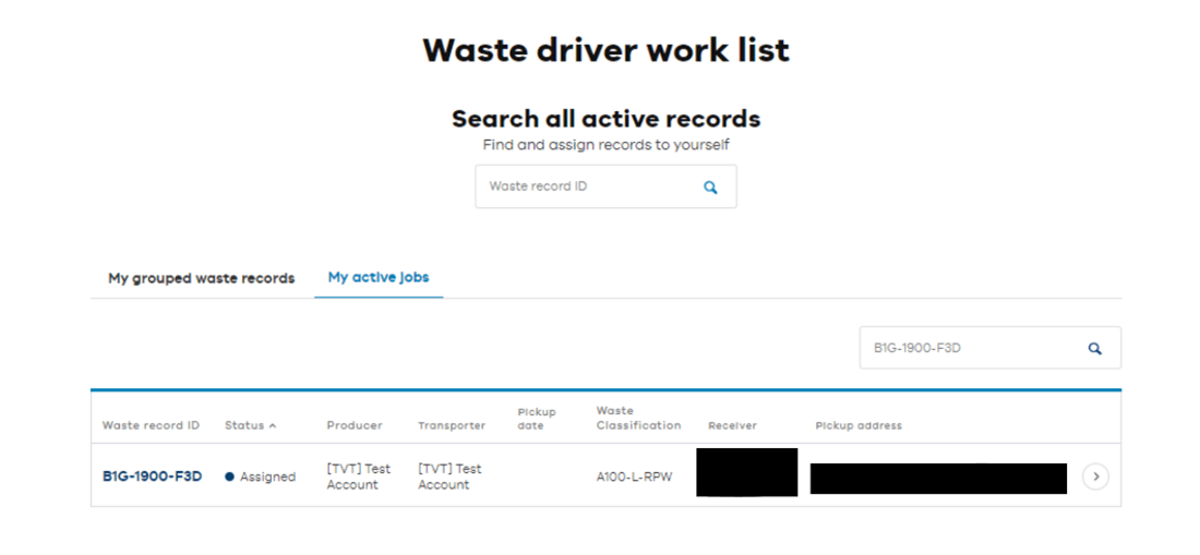 Active records for waste driver 