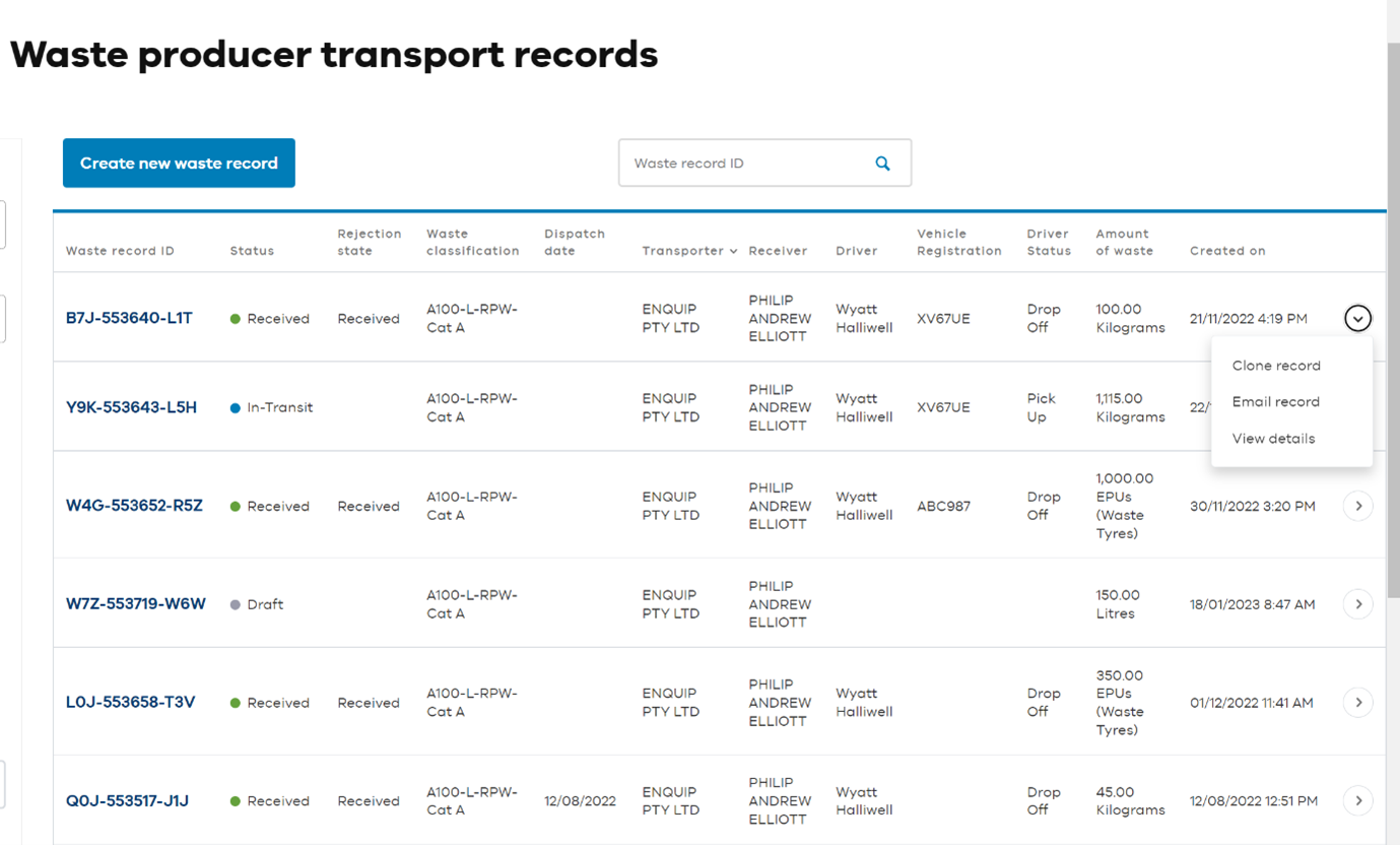 Select record
