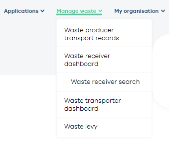 Manage waste menu
