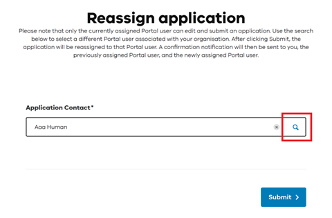 Open the list of application contacts