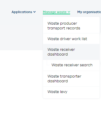 Manage waste menu