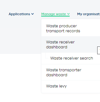 Manage waste menu