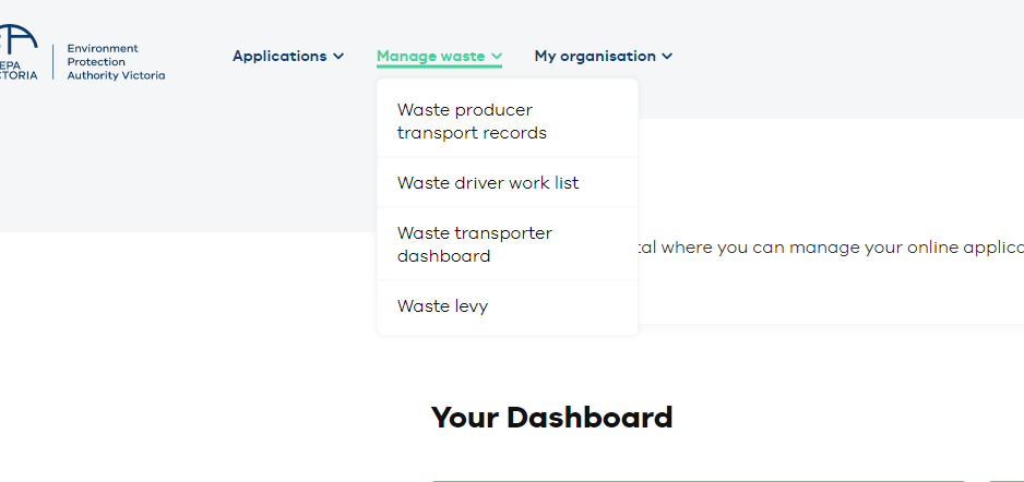 Manage waste menu